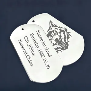 Military Style Metal Dog Tag Necklace Stainless Steel Identity ID Name Tag For Pets Couple Women Men Jewelry Pendant