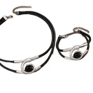 Bohemian style spiral acrylic gemstone jewelry set necklace and bracelet combo for women