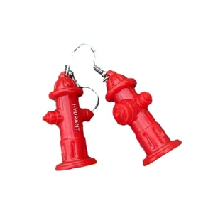 Miniature fire hydrant drop earrings creative 3D red novelty fashion jewelry for women daily wear
