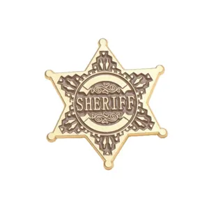 Broche de pin de insignia de sheriff de metal de estrella occidental vintage para chaqueta.