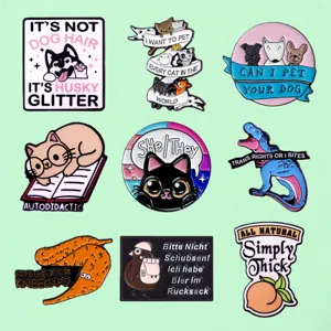 Σετ χαριτωμένα αστεία σμαλτωμένα pins, ζωικές καρφίτσες, μεταλλικά αξεσουάρ κονκάρδας.