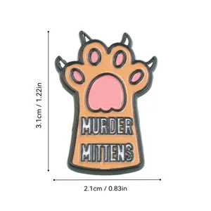 Joli badge en email patte de chat avec texte drole, broche en alliage pour sac a dos.