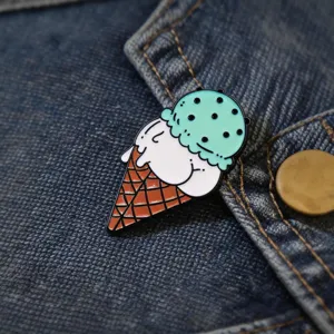 Süße Minze Eiswaffel Emailliernadel Cartoon Metall Brosche Abzeichen für Schultüte