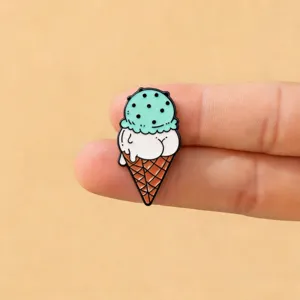Süße Minz-Eiscreme-Tüte Emaillernadel, lustiges Metallabzeichen für Rucksack, niedliche Brosche.