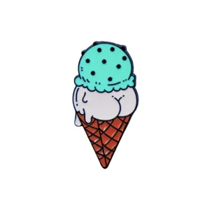 Niedliche Minze Eiscreme Waffel Emaillierung Anstecknadel Brosche Detail Accessoire