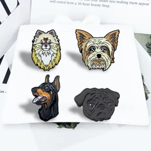Leuke hondenras metalen emaille broches set met schattige puppyhoofd badges voor kleding en tassen.