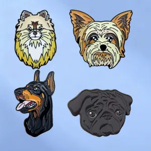 Schattige Hondenras Portret Legering Broche Emaille Pin Badge Voor Kleding Tas Decoratie Accessoires Sieraden Cadeau