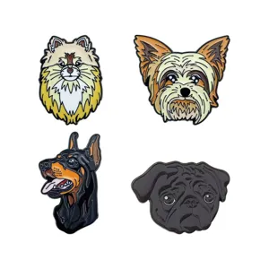 Schattige hondenras emaille pinnen set, metalen badges voor kleding tassen en accessoires.
