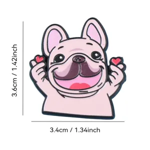 Joli pin's émaillé bouledogue français rose badge en métal accessoire de vêtement pour sacs.