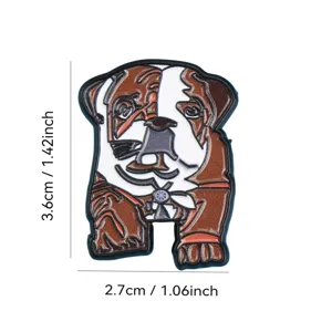 Adorable broche en metal emaille bouledogue insigne pour vetements et sacs accessoire detail
