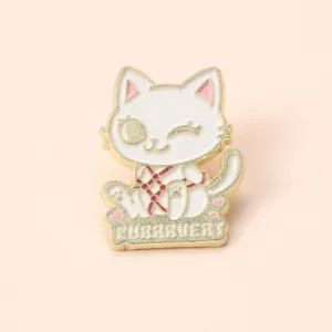 Joli chat blanc émail épinglette alliage broche badge sac pendentif décoration accessoire