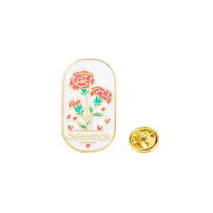 Enamel carnation brooch pin metal badge aesthetic floral accessory for mother day gift detail view