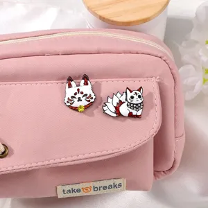 Cute nine-tailed fox enamel pin alloy brooch badge for clothes and bags decoration.
