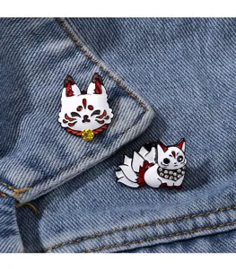 Cute cartoon nine-tailed fox enamel pin alloy brooch badge for clothes bags accessories