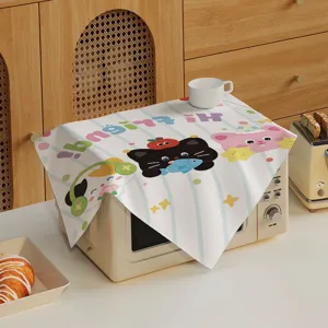 Vista detallada de la cubierta antipolvo para microondas gato lindo estilo coreano decor.