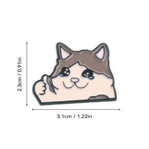 Mignon chat triste broche en émail métallique pouce vers le haut accessoire sac