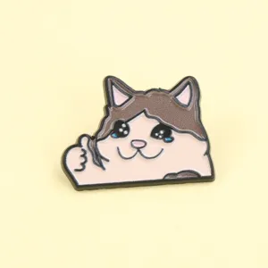 Mignon chat métal émail pin mème badge pour sac à dos veste vêtements accessoires broche de dessin anim