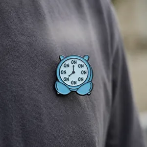 Metal enamel pin badge cute alarm clock design brooch for backpack clothing accessories