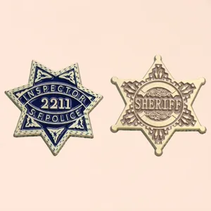 Retro metal star badge sheriff inspector prop brooch pin costume accessory gift cosplay