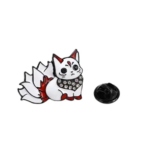 Cute nine-tailed fox enamel brooch alloy rhinestone pin clothes badge fashion accessories.