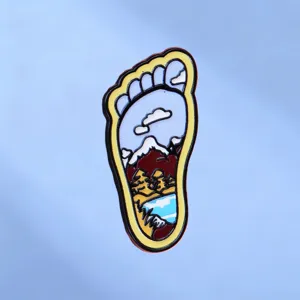 Original Creative Footprint Mountain Landscape Metal Enamel Brooch Niche Design Nature Inspired Badge For Bag Clothing Accessory