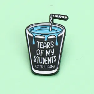 Funny teacher enamel pin metal brooch cute cartoon drink cup badge backpack accessory gift