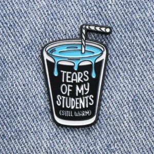 Funny teacher enamel pin metal badge cute drink cup design backpack clothing accessories gift