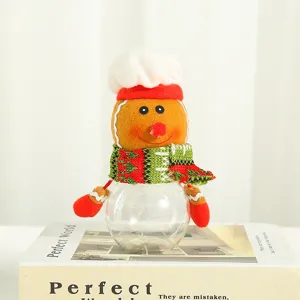 Tarro de caramelos de muñeco de nieve de navidad adorno de plástico caja de regalo
