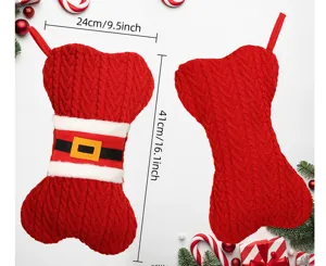 Noël chaussette en tricot sac cadeau os grand bas de bonbon décoration sapin 41cm