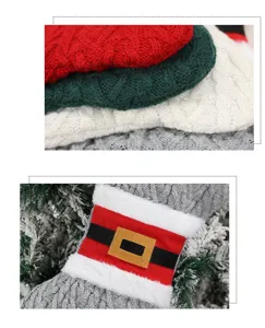 Chaussette de noël en tricot sac cadeau bonbon décoration suspendue arbre vue détaillée festive