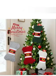 Noël tricoté os sac cadeau pendentif grand sachet de bonbons pour décoration d'arbre de Noël