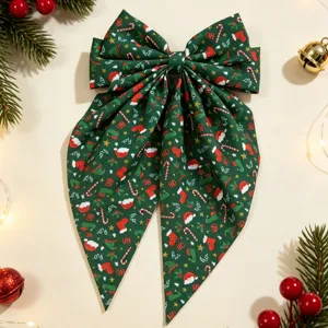 Pince à cheveux nœud vert de Noël avec joli motif festif accessoire pour femme