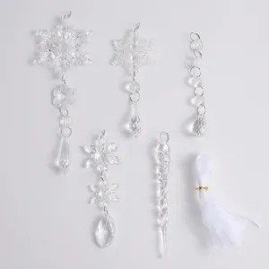 10pcs Christmas tree acrylic snowflake icicle hanging ornaments set for holiday decor
