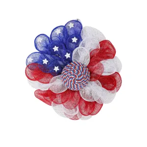 American Independence Day mesh wreath red white blue front door hanging decoration prop
