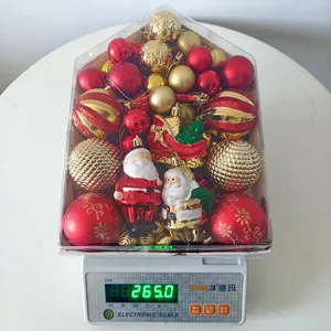 Christmas baubles 72pcs set house shaped box red gold plastic balls Santa tree hanging decor