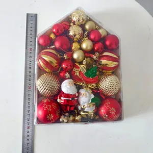 Christmas ball set 72pcs house box red gold tree hanging ornaments holiday party decor