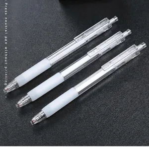 Transparent retractable gel pen set 0.5mm black ink minimalist office writing stationery.