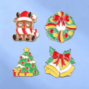 Spilla in Lega a Tema Natalizio Alce Ghirlanda Albero di Natale Campana Spille Laccate Regalo per Feste Accessori Abbigliamento