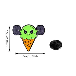 Divertida insignia de broche esmaltado de helado fitness creativo para ropa y mochilas.