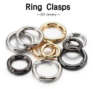 Metal spring ring clasps round carabiners for DIY handmade jewelry and keychains accessories