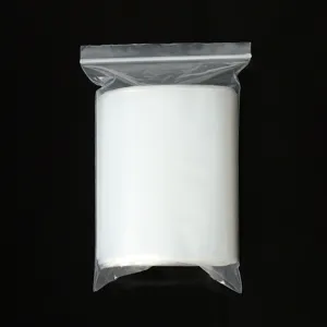 Detailed view of clear ziplock plastic PE packaging bags, neatly stacked for daily organization.