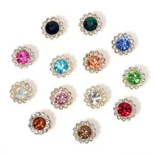 DIY colorful rhinestone flower buttons for hair accessories and craft making details
