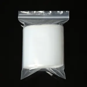 Clear plastic bag roll detail view, transparent PE packaging zip bag for storage use.