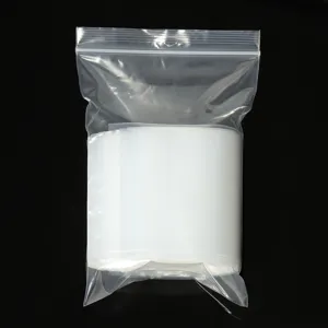 Clear plastic tubing detail view, transparent PE layflat roll packed in ziplock bag.