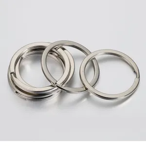 Flat metal split key rings double layer smooth keychain rings hardware accessories details
