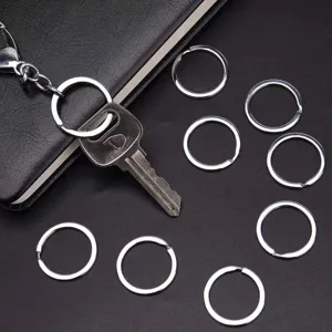 Stainless steel flat split key rings, double loop smooth keychain loops for car keys organizing.
