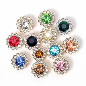 Colorful crystal rhinestone flower buttons DIY hair accessory sparkling diamond patch