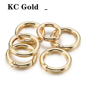 Gold Round Spring Snap Rings Openable Metal Carabiner Clip DIY Craft Keyring Findings