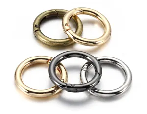 Round metal spring ring keychain snap hook openable metal clasp for DIY crafts handmade bags