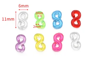Clips en S en plastique coloré pour bracelets DIY et métiers à tisser, connecteurs 11x6mm.